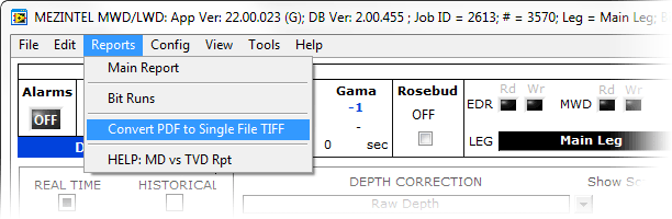 From the top menu, click 'Reports' > 'Convert PDF to TIFF'