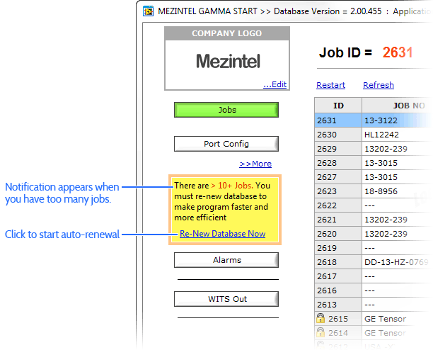 Notification appears on Jobs window when you have 10+ jobs.