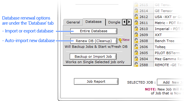 Find the 'Database' tab on bottom left of Jobs window.
