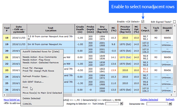 Ctrl + click-and-drag used select set(s) of rows that are not touching.