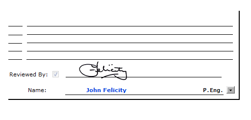 E-Signature showing on a BreakTest Report.