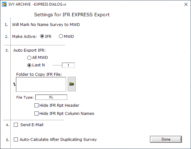 IFR Express Export feature relies on predefined settings to function.